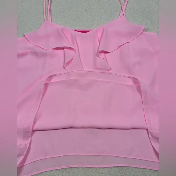 NWOT Lilly Pulitzer Karmen Cami Tank Top Light Pink Ruffle Neckline Sz Medium - Picture 6 of 7